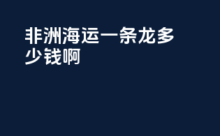 非洲海运一条龙多少钱啊