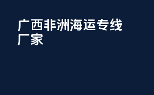 广西非洲海运专线厂家