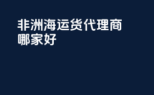 非洲海运货代理商哪家好