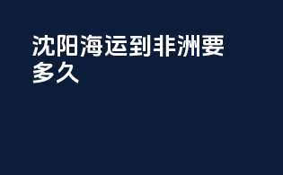 沈阳海运到非洲要多久