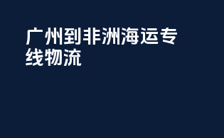 广州到非洲海运专线物流
