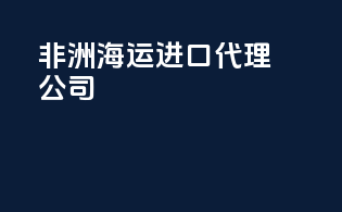 非洲海运进口代理公司