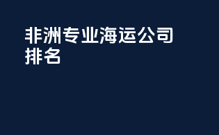 非洲专业海运公司排名