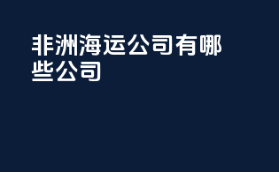 非洲海运公司有哪些公司