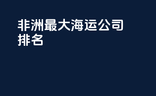 非洲最大海运公司排名