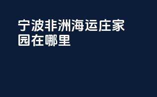 宁波非洲海运庄家园在哪里