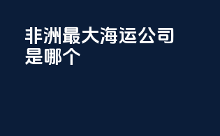 非洲最大海运公司是哪个