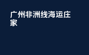 广州非洲线海运庄家