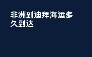 非洲到迪拜海运多久到达