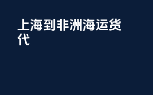 上海到非洲海运货代