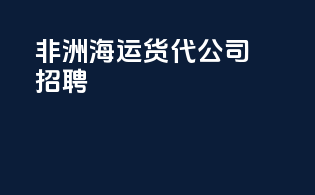 非洲海运货代公司招聘