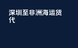 深圳至非洲海运货代