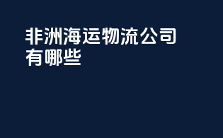 非洲海运物流公司有哪些