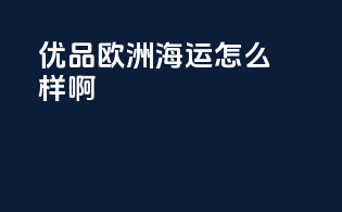 优品欧洲海运怎么样啊