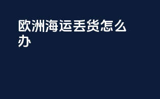 欧洲海运丢货怎么办