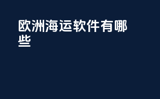 欧洲海运软件有哪些