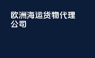 欧洲海运货物代理公司