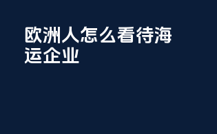 欧洲人怎么看待海运企业