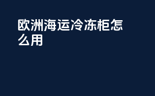 欧洲海运冷冻柜怎么用