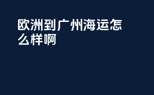 欧洲到广州海运怎么样啊
