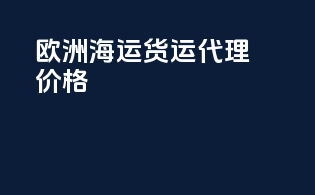 欧洲海运货运代理价格