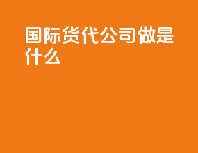 国际货代公司做是什么