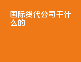 国际货代公司干什么的