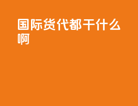 国际货代都干什么啊